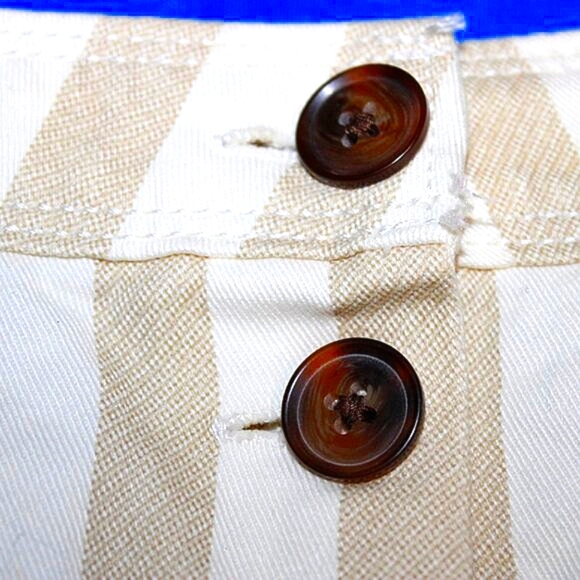 Old Navy Striped Mini Skirt - Women's Size 14 - Button Front - Beige & White - Picture 3 of 5